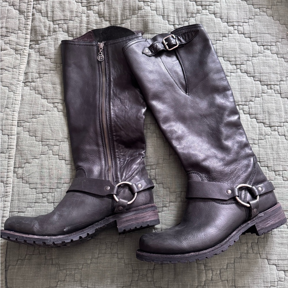 Liberty Tall Black Harness Combat Boots - Picture 2 of 3